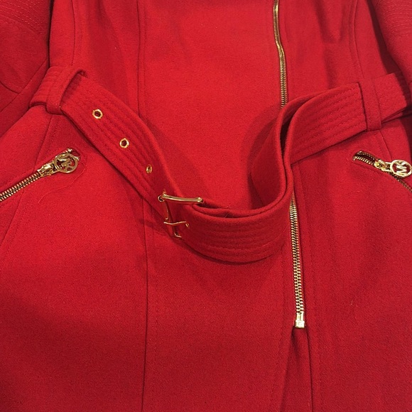 Michael Kors Red Trench Coat with Gold Details - Picture 3 of 5
